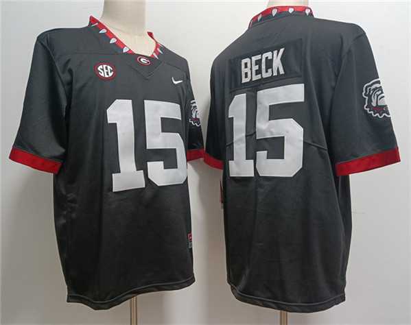 Men%27s Georgia Bulldogs #15 Carson Beck Black Stitched Jersey